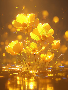 发光的黄色花朵背景图片