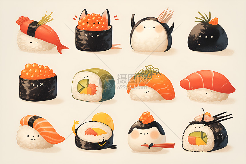 可爱寿司派对图片