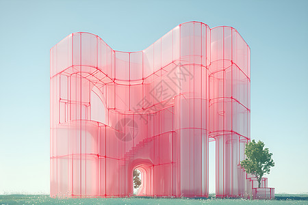 抽象粉色建筑图片