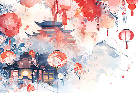 中国新年景象背景图片