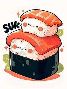 可爱的鱼肉寿司背景图片