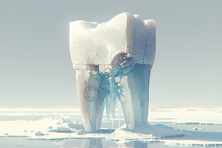 冰湖边的冰雕图片