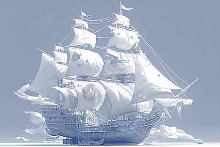 大海上的白帆船图片