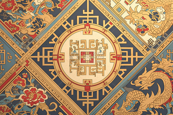 古典刺绣地毯图片