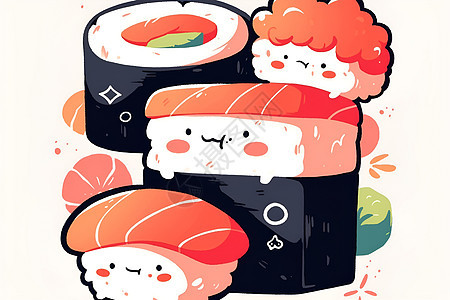 寿司的卡通绘画图片