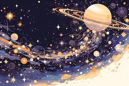 星空织锦的美丽插画图片