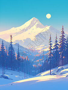 细腻绘制的雪山油画图片
