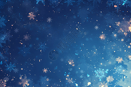 璀璨星空下的轻柔雪花图片