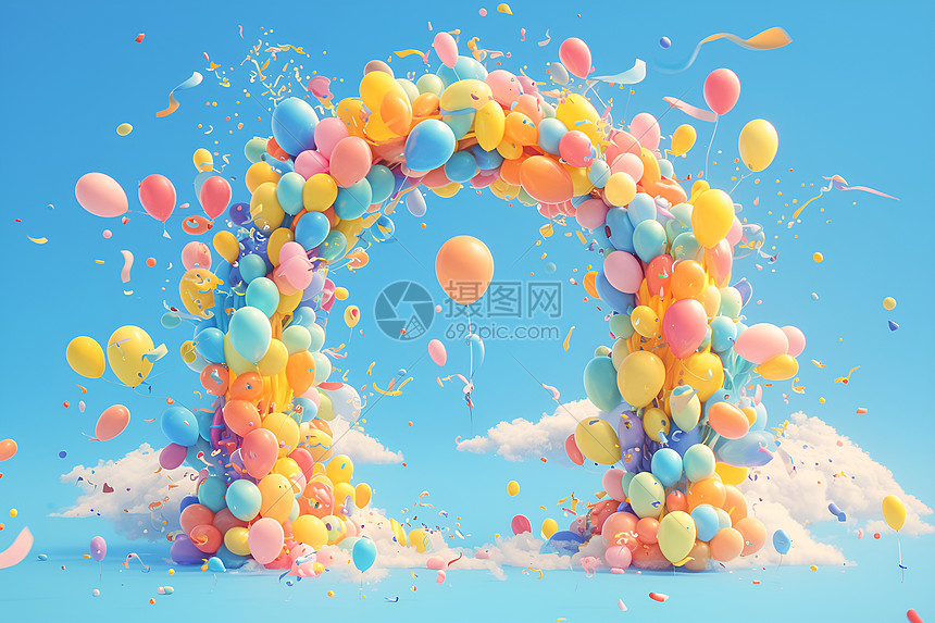 彩虹气球的快乐图片