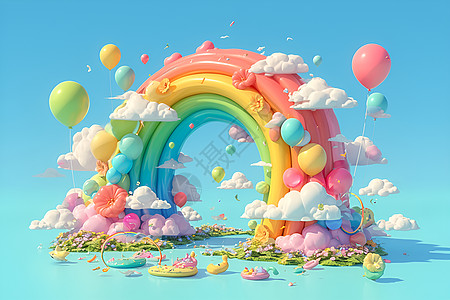 彩虹和气球图片