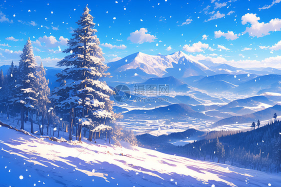 冬日雪山风景图片