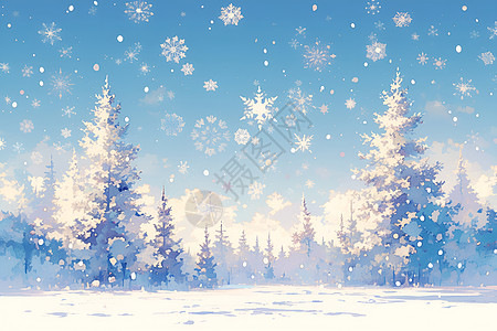 宁静的冬季雪景背景图片