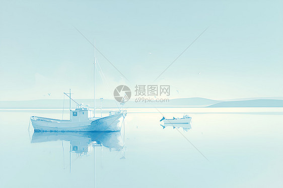 寂静港湾渔船图片