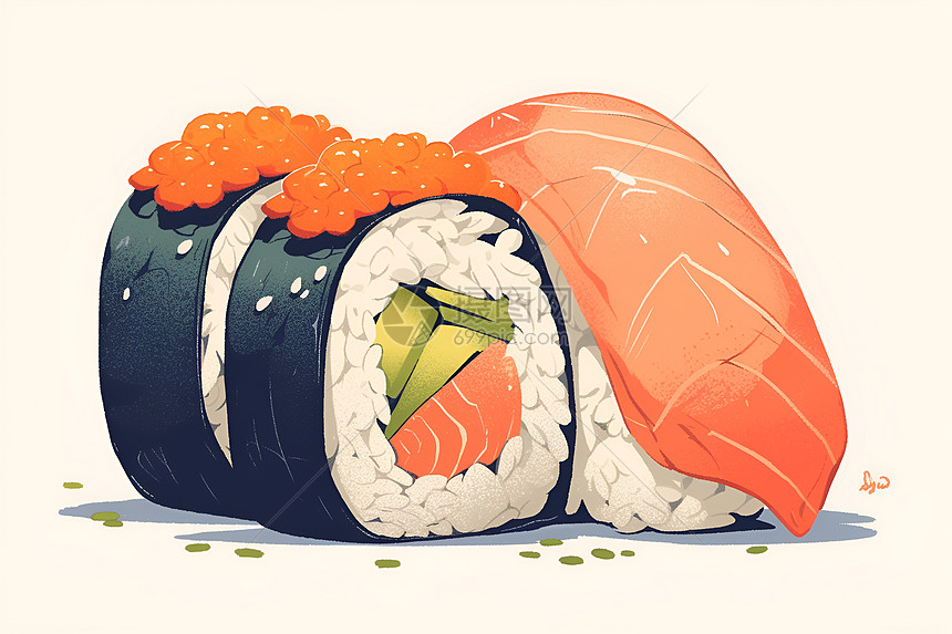 手绘美味寿司图片