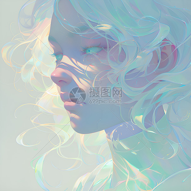 唯美的少女插画图片