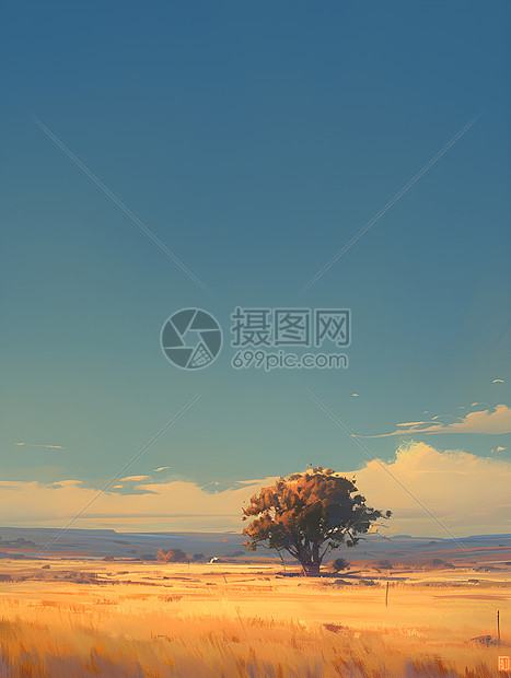 沙漠上的孤独之树图片
