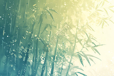 春雨滋养的竹林背景图片