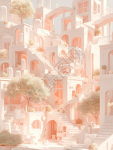 粉色建筑与现代设计的融合图片