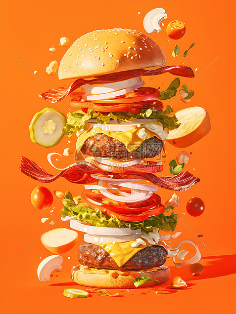 多汁的美式汉堡图片
