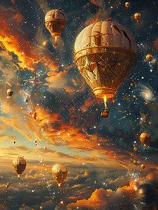 群星璀璨的热气球之旅图片