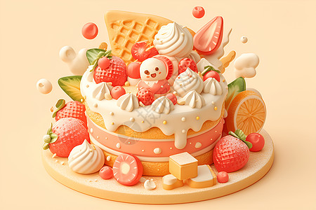水果蛋糕的插画图片