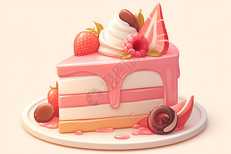粉色的草莓蛋糕图片