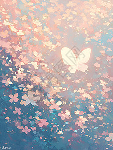 粉色花海中的蝴蝶图片