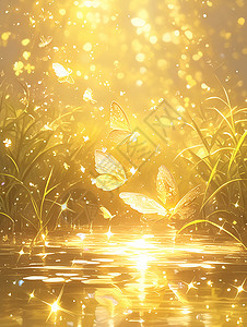 仙境之中的金色蝴蝶图片