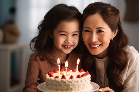 美好的母女庆生时刻高清图片