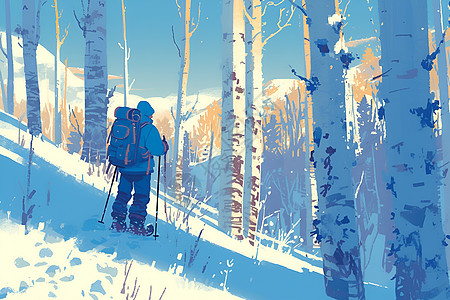 VR滑雪冬天滑雪插画