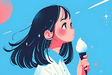 可爱冰淇淋的可爱女孩背景图片