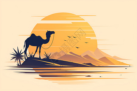 沙丘上的骆驼背景图片