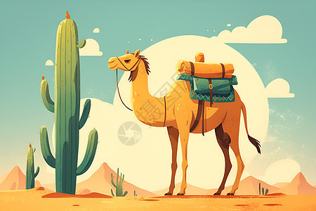 卡通仙人掌和骆驼图片
