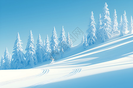 冬日的山林插画背景图片