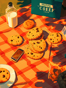 野餐垫上的饼干图片