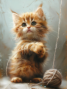 玩毛线的猫咪图片