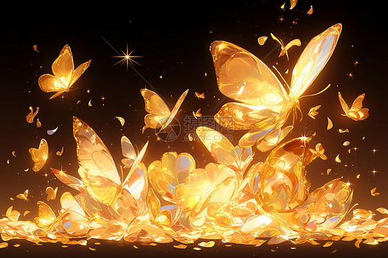 翩翩起舞的金色蝴蝶图片