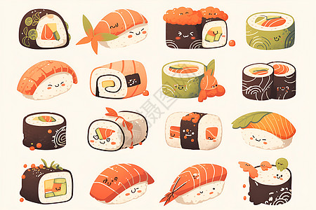 和谐可爱的寿司图片