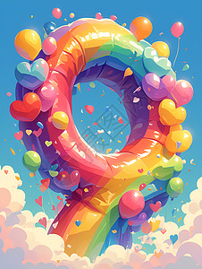 彩虹气球缤纷气球高清图片