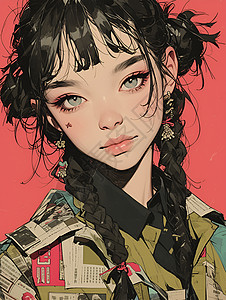 时尚的少女插画图片