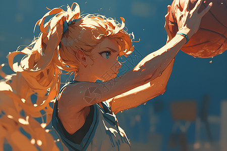 金色头发的篮球女孩图片