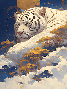 沉睡在云端的老虎图片