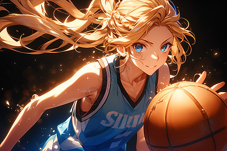 灵动的金发篮球女孩图片