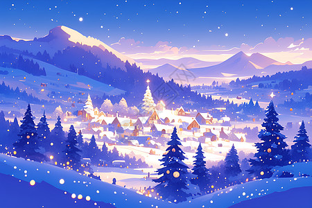 冬日村庄的美景图片