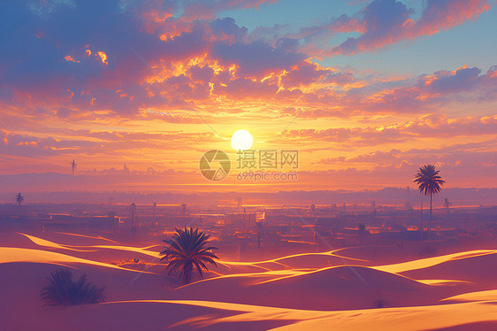 黄昏时分的沙漠图片