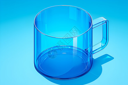 蓝色透明玻璃杯图片