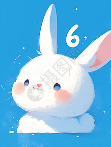小兔子和数字6图片