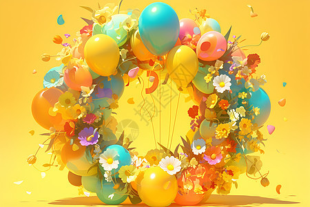 可爱的气球花环背景图片