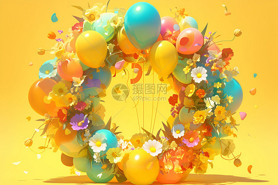 可爱的气球花环图片