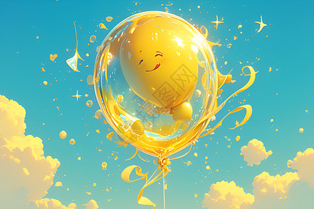 蓝天上的笑脸气球图片